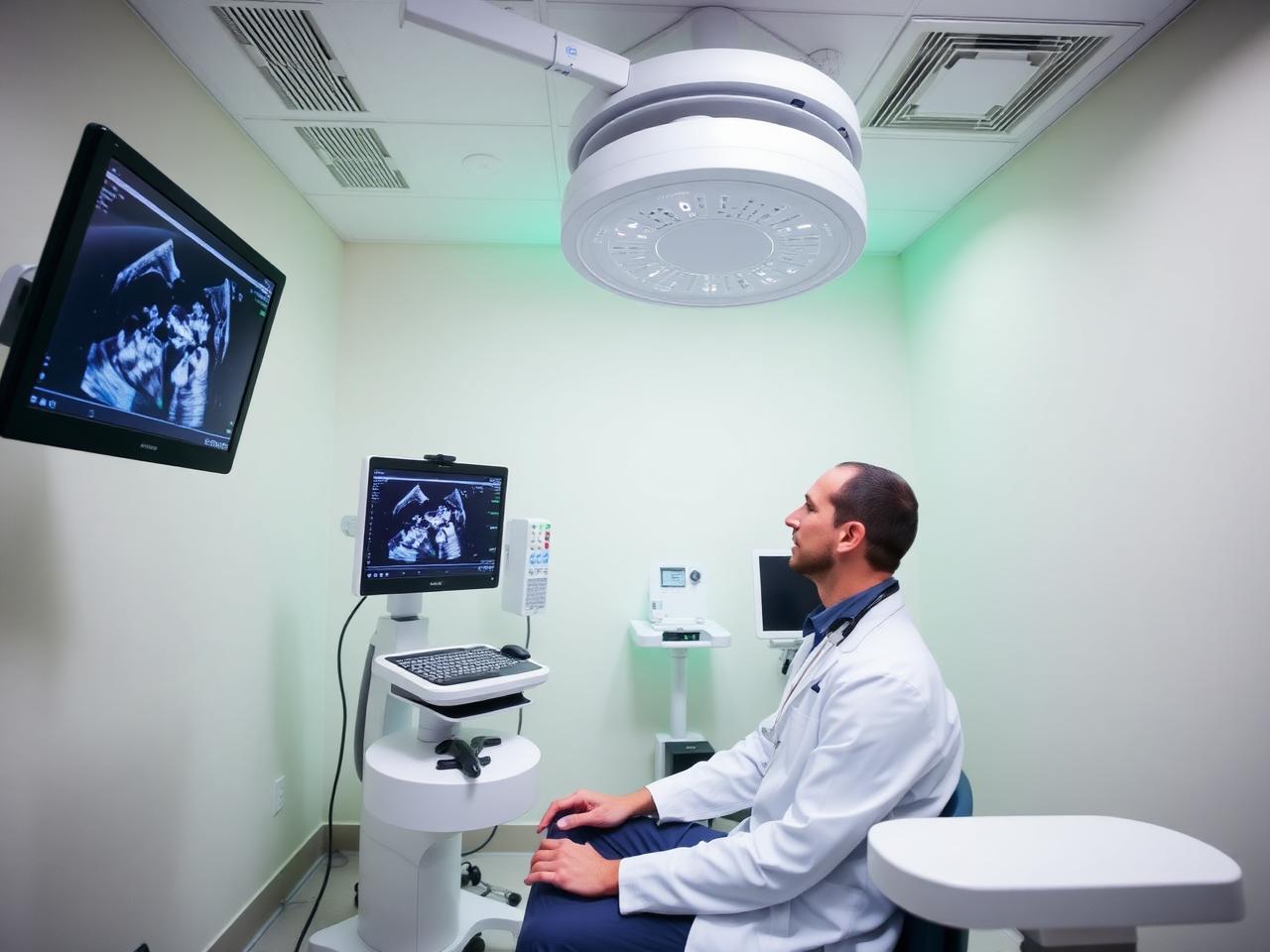 Sala de ultrassonografia da clínica